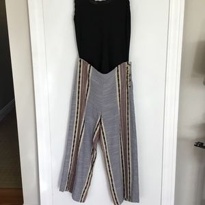 Side Button Striped Pants